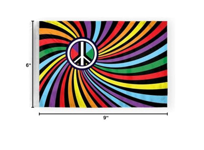 AGAS Peace Swirl Rainbow Motorcycle Flag 6x9 inch - Double-Layered Printed 2-Ply Durable Knitted Polyester - 0.75 inch Sleeve- Fits on 3/8" Mount Pole - color: 6x9 inch Motorcycle