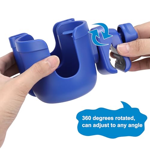Accmor Stroller Cup Holder with Phone Holder, Bike Cup Holder, Universal Cup Holder for Uppababy Nuna Doona Strollers, 2-in-1 Cup Holder for Walker, Wheelchair, Scooter - color: Deep Blue