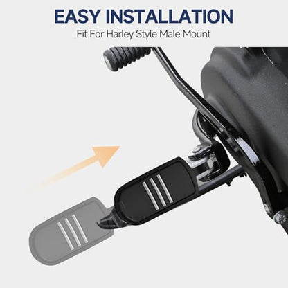 Motorcycle Passenger Foot Pegs, Aluminum Highway Pegs Male Mount Footrest Fit For Harley Touring Street Glide Road King Road Electra Glide Sportster Dyna Softail (Black) - color: 1#Black