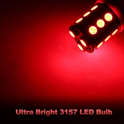 Yorkim 3157 Red LED Light Bulbs, 3056 3057 3156 3157 4157, 360 Degree Lighting Angle, Super Bright, Non-Polarity Design, Easy to Install - color: Red, size: 3157/3156