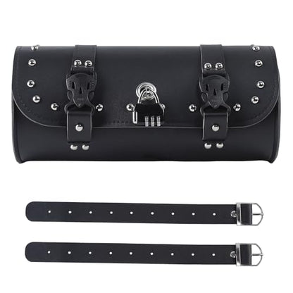 H RUO Motorcycle Handlebar Bag Saddlebag Tool Storage Pouch with Lock Handlebar Fork Bag Sissy Bar Roll Bag Universal for Harley Sportster Softail Dyna Suzuki Yamaha