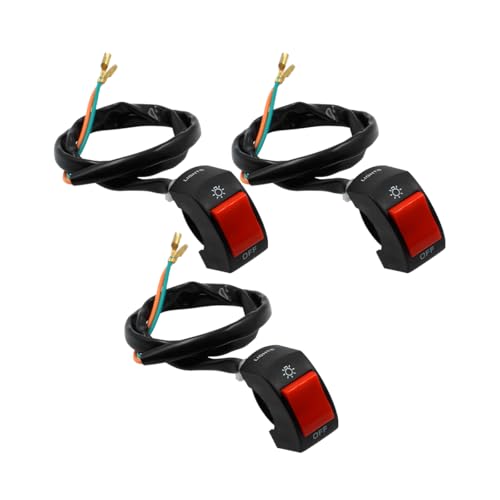 Zpana 3PCS Motorcycle Handlebar Switch, 7/8 Inch 22 mm Motorcycle On/Off Toggle Switch with Push Button, Waterproof Motorbike Replacement Accessories, Universal for Scooter Electrombile ATV (Red) - color: Red