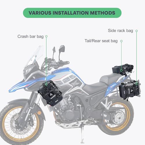 Motorcycle Crash Bar Bag Waterproof Storage Capacity 6L/8L Bumper pack Fender pouch Universal motor kit bags (6L Black Imitation Carbon Fiber) - color: 6L Black Imitation Carbon Fiber