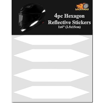 SlickMod - Reflective Hexagon Decal Sticker Stripes for Motorcycle Helmet - High Visibility Safety (2. White) - color: 2. White