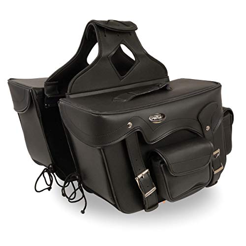 Milwaukee Leather PVC 2-Strap Throw-Over Easy Zip off and off Motorcycle Saddlebags - Medium - color: SH66602-BLACK, size: Medium