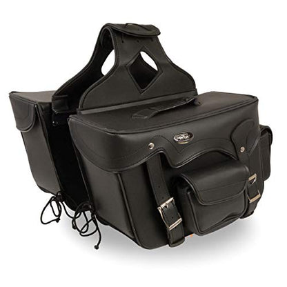 Milwaukee Leather PVC 2-Strap Throw-Over Easy Zip off and off Motorcycle Saddlebags - Medium - color: SH66602-BLACK, size: Medium