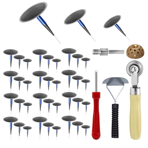 36Pcs Tire Repair Patch Tool Kit, Tire Patch Plugs with Repair Buffing Wheel Patch Roller Tool Inner Liner Scraper for Puncture Car Truck Bus Tractor Vehicle