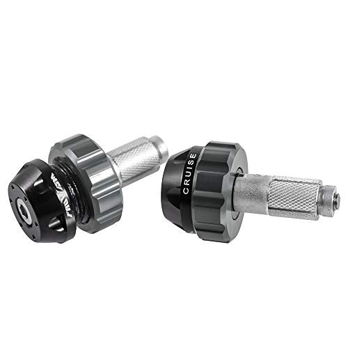 Throttle Lock Cruise Control Grip Ends Handlebar Plugs Sliders for 22mm Motorcycle Handlebar with 14mm/18mm Inner Diameter or with M6 Screw Holes (Titanium) - color: Titanium