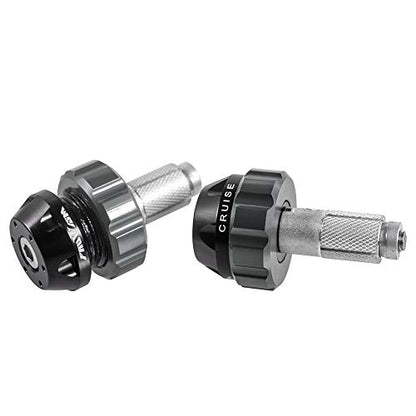 Throttle Lock Cruise Control Grip Ends Handlebar Plugs Sliders for 22mm Motorcycle Handlebar with 14mm/18mm Inner Diameter or with M6 Screw Holes (Titanium) - color: Titanium