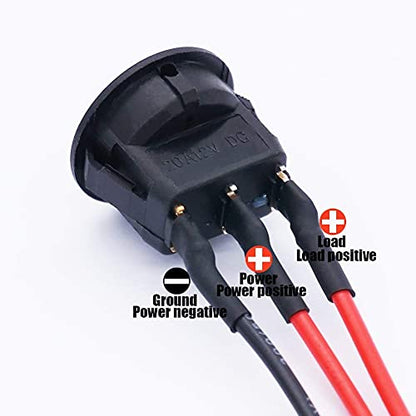 Twidec/8Pcs SPST Round Dot Lighted Rocker Switch Toggle Control for Car Or Boat 20A 12V DC On/Off 4 Colors LED Light with Pre-soldered Wires KCD2-102N-4C-X - color: multicoloured LED-Round