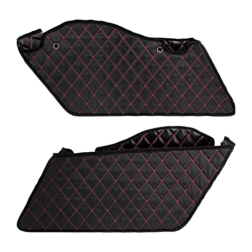 Non-Stretched Saddlebag Liners Inserts Red Thread Compatible with Harley Touring Electra Street Glide Road King 2014-2023 1 Pair - color: Red Stitching