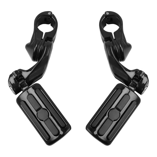 TCMT Highway Pegs Fit For Harley Softail Sportster Electra Road Glide Road King Street Glide with 1.25" Engine Guard 1 1/4 Highway Bar - color: Black, size: Style B Short Angled
