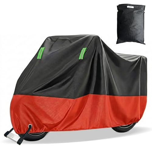 XXXL Waterproof Outdoor Motorcycle Cover for Harley Davidson Ultra Classic, Street Glide, Electra Glide, Road King, Honda Goldwing, All Weather Protection (Orange Black)