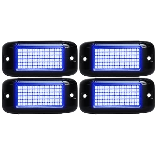 Nicoko 108 High-Power LEDs per Pod 4Pods Pure Blue Rock Lights Ultra-Bright Offroad Underglow Kit Advanced Heat Dissipation IP68 Waterproof for Truck, SUV, UTV, ATV, RZR - size: Pure blue rock lights