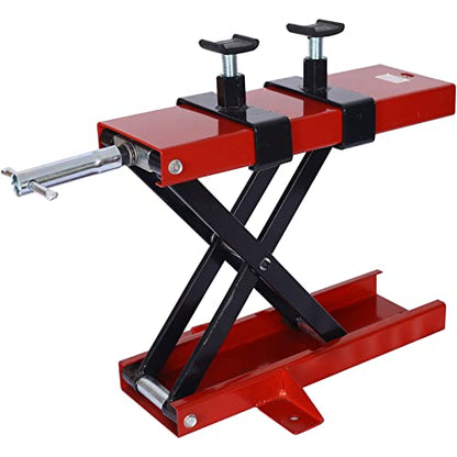 1100lbs Motorcycle Off-Road Bike Scissor Center Jack Lift Repair Stand with Wide Base and Adjustable Screw Adapters