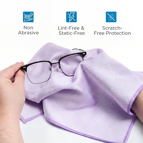 Professional Auto Detailing Microfiber Cloths 6 Pack, 15.5"x15.5" Glass Cleaning Towels for Car Windshield, Window and Interior, Lint Free Streak Free Polishing Rags for High Gloss Shine - color: Purple