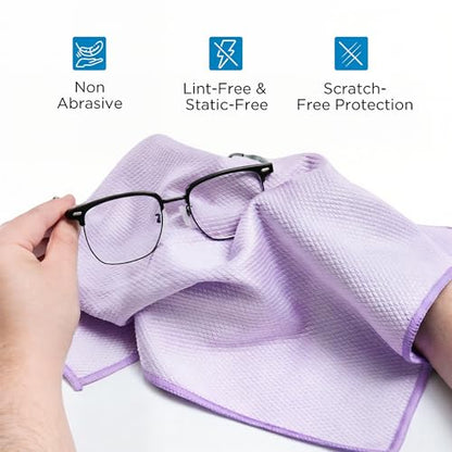 Professional Auto Detailing Microfiber Cloths 6 Pack, 15.5"x15.5" Glass Cleaning Towels for Car Windshield, Window and Interior, Lint Free Streak Free Polishing Rags for High Gloss Shine - color: Purple