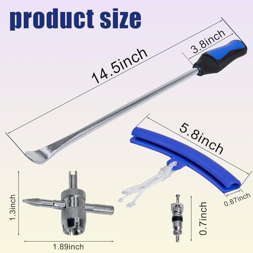 Y.A. LOTUS Tire Spoons 14.5IN, Steel Tire Changing Kit for Motorcycle Dirt Bike Lawn Tractor Bicycle and More, Include 3 Tire Removal Tool, 3 Rim Protector, 1 Valve Tool, 6 Valve Cores