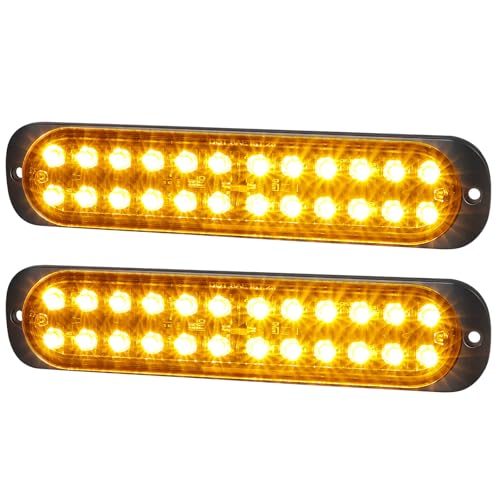 7.5 inch Aluminum Housing Amber 24LEDs Trailer Side Marker Turn Signal Light Surface Mount Clearance Lights of Truck Motorcycle Tractor RV Pickup, IP67 Waterproof 2Pcs - color: Amber