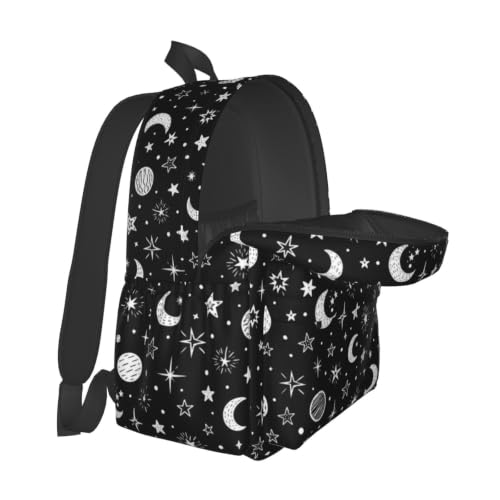 Black and White Stars and Moon Backpack Bookbag Laptop Backpacks Multipurpose Daypack for Boys Girls School Men Women Travel Hiking - color: Black and White Stars and Moon
