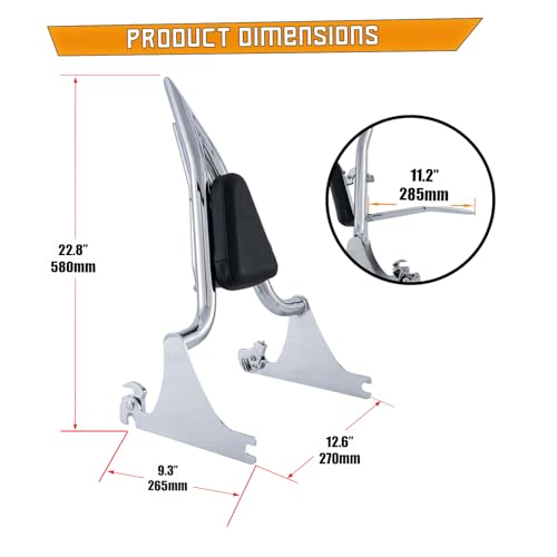 Kinglemc Sissy bar Backrest Luggage Rack for Harley Breakout FXSB FXSE FXST with Docking Kit (Chrome-Upgrade) - color: Chrome-Upgrade