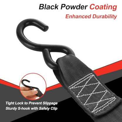2 Pack 2 Inch Retractable Ratchet Straps Heavy Duty 15ft Self Retracting Tie Down Straps with S Hook, 3310 LBS Break Strength, AutoRetract Ratchet Straps for Motorcycle, Kayak, ATVs, Boats