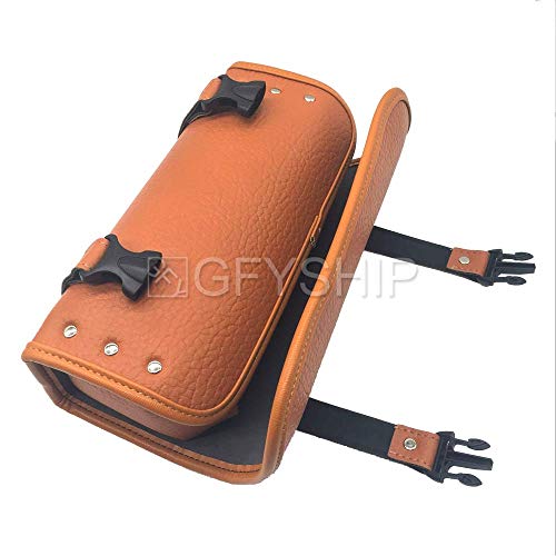 Motorcycle Fork Bag Orange Waterproof Motorbike Tool Bag Handlebar Bag PU Leather Saddlebag Front Rear Storage Tool Pouch