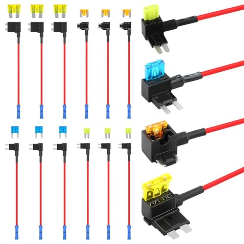 Zhushan 12 Pack 12v Add-a-Circuit Fuse Tap Kit – 4 Types (Ato, Atc, Atm, Apm) with Standard, Mini, Micro2 & Low Profile Fuse Taps for Cars, Trucks, Boats, Rvs – Automotive Circuit Protection - size: 12 Pack Fuse Tap Kit