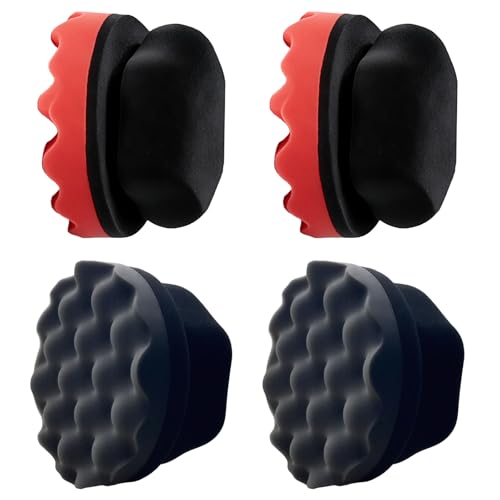 Tire Shine Applicator Pads, 4 Pcs Tire Dressing Applicator, Reusable Tire Shine Sponge Wave Contoured for Car Detailing, 4.33 inch (2 Red & 2 Black) - size: 4.33inch-2 Black & 2Red