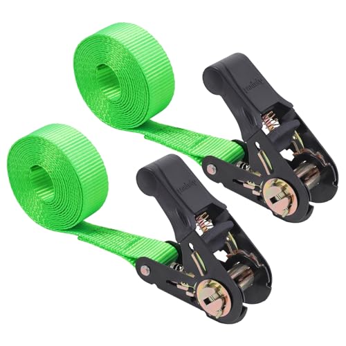 Ayaport Endless Ratchet Strap Ratcheting Tie Down Motorcycle Car Roof Rack Trailer Cargo Straps… - size: 1"x8'-2pcs green