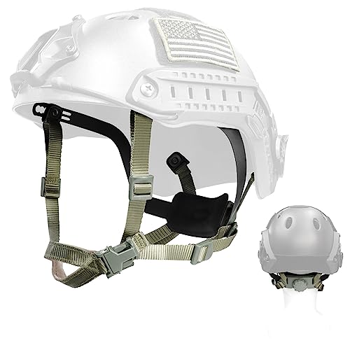 Tactical Helmet Chin Strap Adjustable Dial 4 Points Suspension System with Bolts and Screws for Tactical Fast MICH Bump Helmet Accessory - color: Style 2-Grey