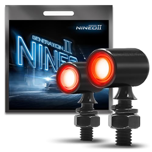 NINEO Front Motorcycle Turn Signals LED Mini Bullet, Light Red Running Blinker Indicator Lights fits for 6mm Mounting Hole,Compatible with Most 12V Motorcycles, 2PCS - color: Red+Light Red, size: Mini Size Front