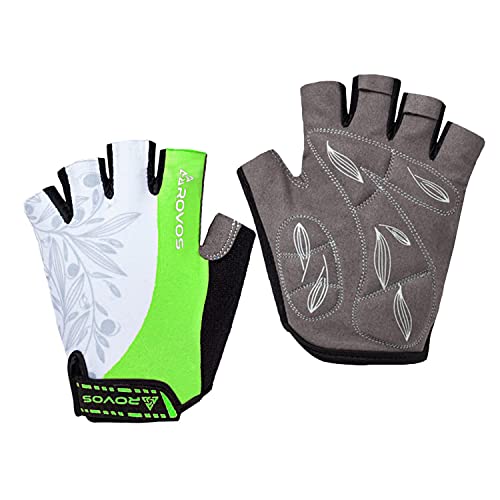 Cycling Gloves for Men & Women - 5MM Anti-Slip Shock-Absorbing Gel Pad, Lightweight & Breathable Half Finger Design for Mountain Cycling, Gym, Motorcycle, Outdoor Sports - color: Green, size: Large