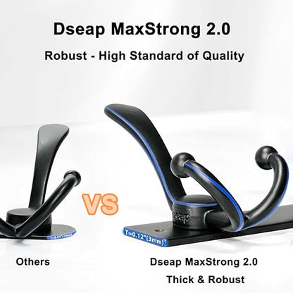 Dseap Coat Rack Wall Mount, Heavy Duty 12-Gauge Base vs Flimsy 1mm, Double-Thick Solid Anti-Snap Hooks, 16” Stud-Mount, Stainless Steel Hanger for Clothes Hat Entryway Closet Mudroom, Bronze - color: Bronze, size: L=17" (1pcs)