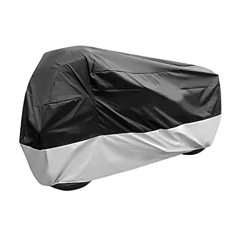 BAIONE Waterproof Motorcycle Dust Cover with Lock Holes for Indian Chief, Chieftain Roadmaster,Dark Horse, Springfield, 116 Inches XXXX Large(Black and Silver)