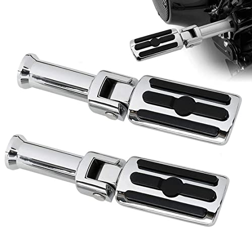 Passenger Footpegs with support mounting Kit for Harley Softail 2018-2025 Deluxe Fat Boy Heritage Sport Glide Softail Slim Street Bob Breakout Low Rider models,Chrome - color: Chrome for Rubber Style
