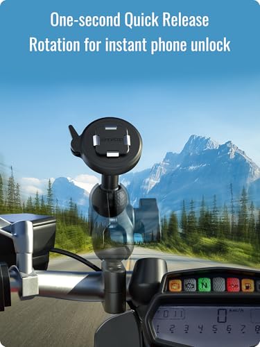 sincetop Universal 1” Ball Motorcycle Phone Mount-Series Q [ Quad ],Quick Release Motor Bike Smartphone Holder,360° Angle Adjustable,Compatible with iPhone Android and All Smartphones - size: SE - Standard, style: [SE] 1"Ball Mount - Series Q