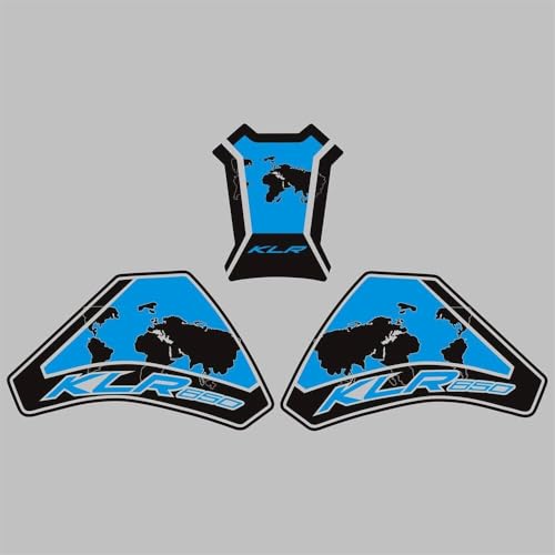 KLR650 Tank PAD Front Side Tank Pad Fuel Stickers Compatible with Klr650 2022-2025 3D Gel Tank Fuel Gip Decal KLR650 Sticker Pad (Light Blue) - color: 144 Light Blue