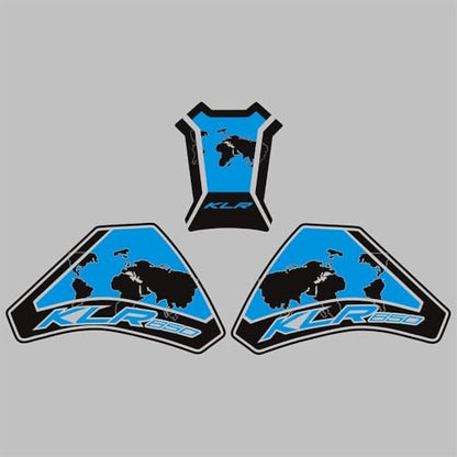 KLR650 Tank PAD Front Side Tank Pad Fuel Stickers Compatible with Klr650 2022-2025 3D Gel Tank Fuel Gip Decal KLR650 Sticker Pad (Light Blue) - color: 144 Light Blue