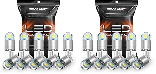SEALIGHT 194 LED Bulb 6000K White,License Plate Light,Dome Light,T10 168 2825 W5W 3030 Bright Chips Wedge for Replacement-Light Bulb,Map Trunk Door Courtesy Dash LED-Light-Bulb,10 Count (Pack of 2) - color: White, size: 194/168/T10 (Pack of 2)