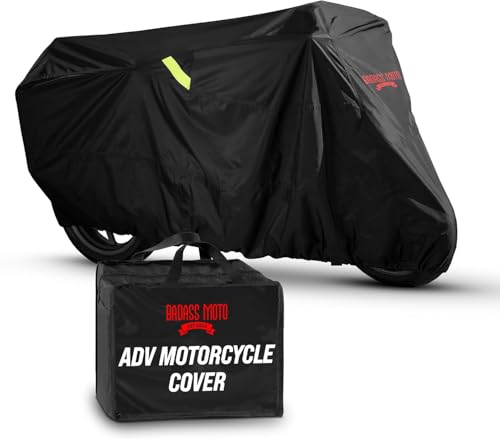 Badass Moto Ultimate Large Adventure Motorcycle Cover Waterproof Outdoor Adjusts to Top Case Motorcycle Sun Cover For Honda Africa, V-Strom 1050 ADV, Fits BMW R 1250 GS, KTM 1290 Super, HD Pan America - color: Badass Black, size: [ADV] 99"L x 41"W x 63"H