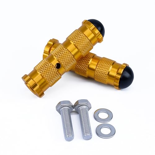 PROCNC Universal Anti-slip 8mm Motorcycle Foot Pegs with Install Bolts Foot Pegs Fit for Aprilla Honda Kawasaki Ducati Suzuki Yamaha Triumph MV etc (Gold) - color: gold