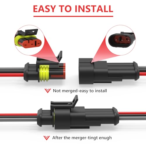 3 Pin Waterproof Electrical Wire Connectors 10 Pack Weather Pack Connectors Kit 20AWG Male and Female Automotive Wire Connectors for Car Truck Motorcycle Boat Auto Wiring - size: 3pin-10Pack