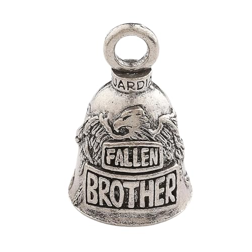 Guardian Bell Fallen Brother Good Luck Bell w/Keyring & Black Velvet Gift Bag | Motorcycle Bell | Lead-Free Pewter | Good Luck Gift to Friends & Family | Bike Bell | Made in USA - color: Fallen Brother