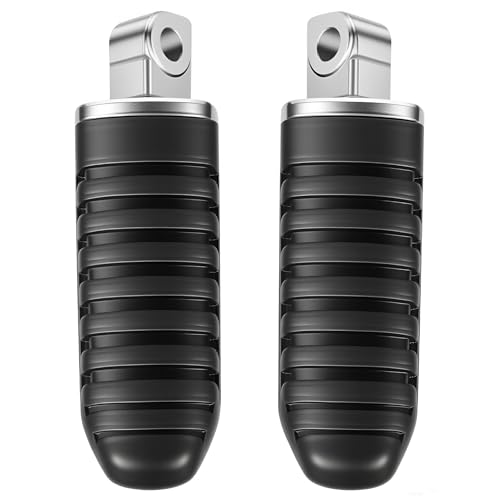 Rear Passenger Foot Pegs for Suzuki Hayabusa GSX1300R GSX650 GSX1400, Bandit GSF1250 GSX1250, V-Strom DL650 DL1000 - Anti-Slip Rubber Motorcycle Footrests Pedals Replacement (Silver & Black) - color: Black#Suzuki#Rear