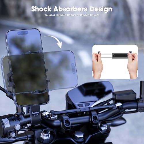 Motorcycle Phone Mount, Handlebar Clamp Base Fits 0.5"-2" Diameter Bars, 25mm Ball Head & Aluminum Socket Arm, 360° Rotatable, Universal for iPhone/Android Phones Width 2.56"-3.74"(KPS-07) - color: KPS-07