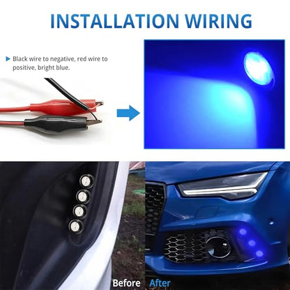 23mm DC 12V Eagle Eye COB LED Car Fog DRL Light, Blue | Black Shell, 4Pcs, Daytime Running Light, Backup Reverse Tail Rock Lights, For Car and Motorcycle - color: Blue