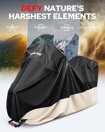 Benlari Motorcycle Cover Waterproof with Side Top Box Compatible with Harley Davidson Touring Ultra Limited Street Glide Road Glide Electra Glide Outdoor All Weather Protection, XL,116" x 47" x 53" - size: XL (116" x 47" x 53"), style: Touring Ultra