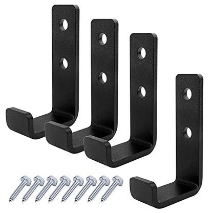 4 Pack 1-5/8" Heavy Duty Steel J Hook, Wall Mount Utility Hook for Garage Hanging, Black, 154 lbs Capacity - size: 1-5/8 Inch