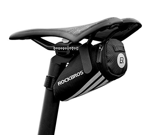 ROCKBROS Bike Saddle Bag Small Seat Bag Bicycle Bag Under Seat Bike Accessories Storage Pouch Ultralight Cycling Wedge Pack for Road Mountain MTB Foldable Bike